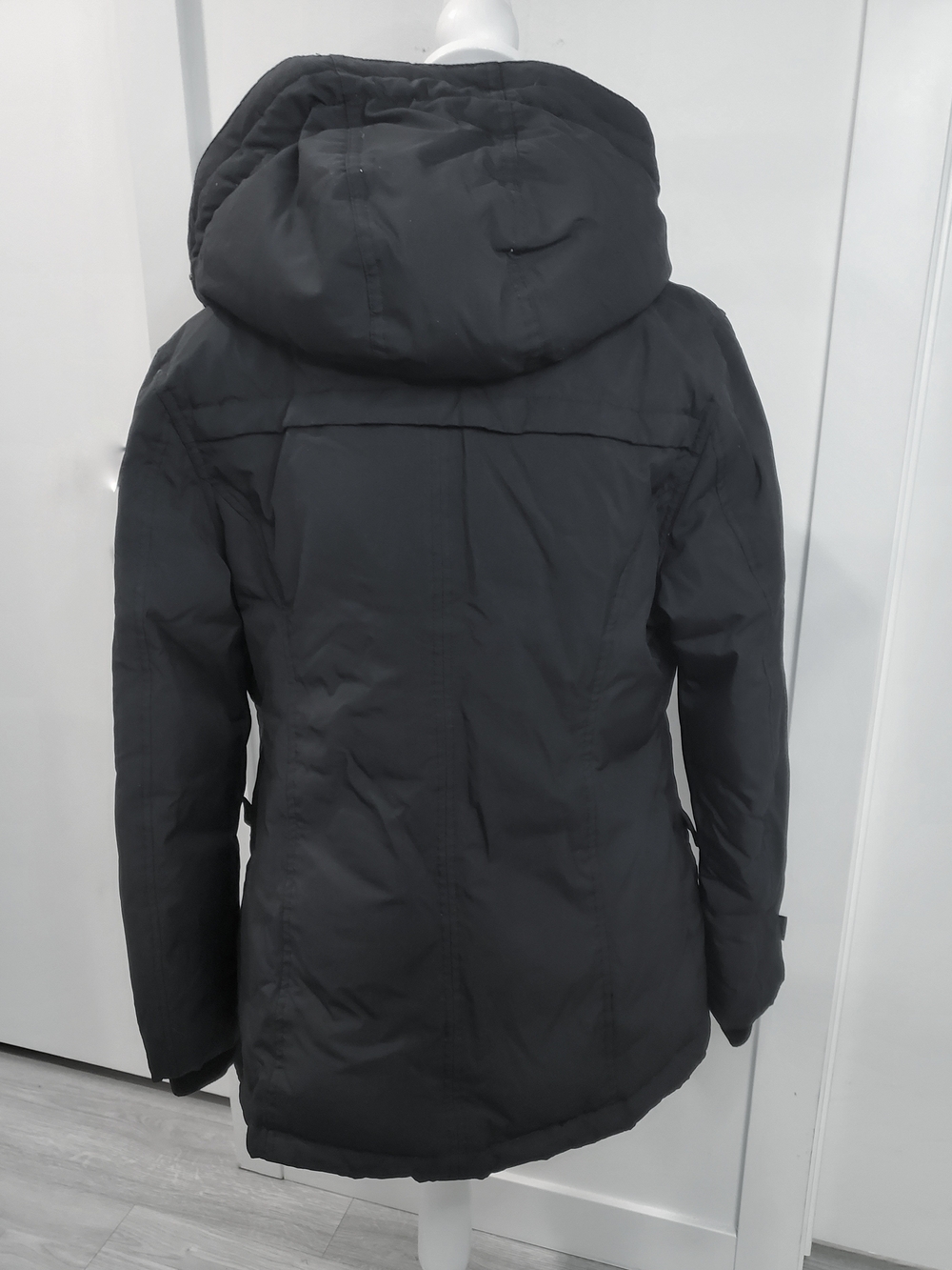 Vintage Y2K Eckored Black Hooded Mid-Length Puffer Parka - Picture 5 of 8